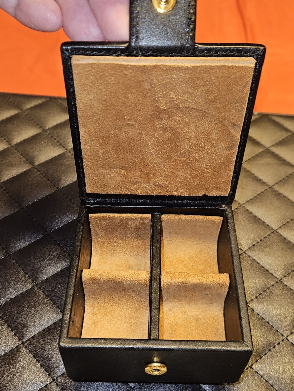 Handmade Vintage Luxury Italian Traveling Jewel/Ring Box Geniune Leather EUC